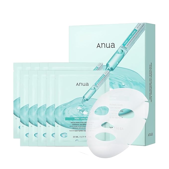 Anua PDRN Hyaluronic Acid Capsule 100 Serum Mask – Plumping Hydrating Sheet Mask (Box of 10)