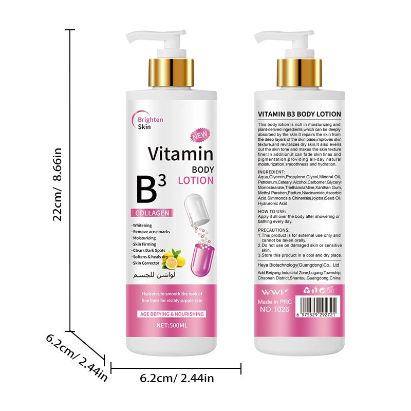 DR-WWP Brightening Body Lotion Collection – 500ml Hydrating & Tone-Evening Lotions
