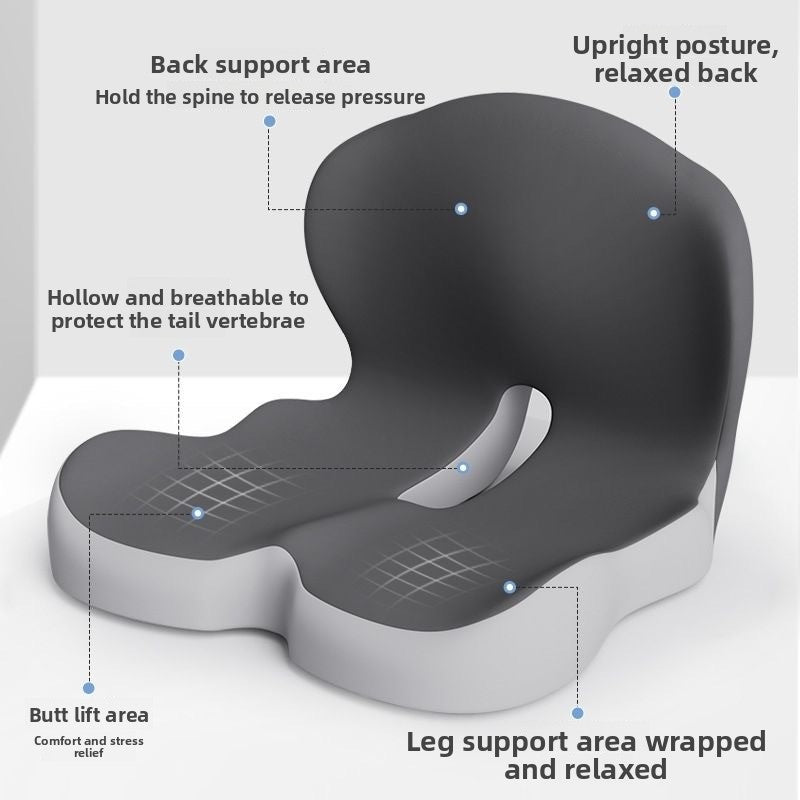Memory Foam One-Piece Seat Cushion with Backrest – Ergonomic Chair Support (Grey)