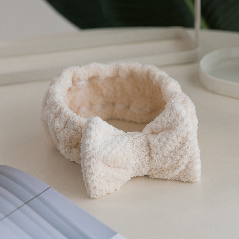 Korean Bow Coral Fleece Wash Hair Band – Pineapple Plaid