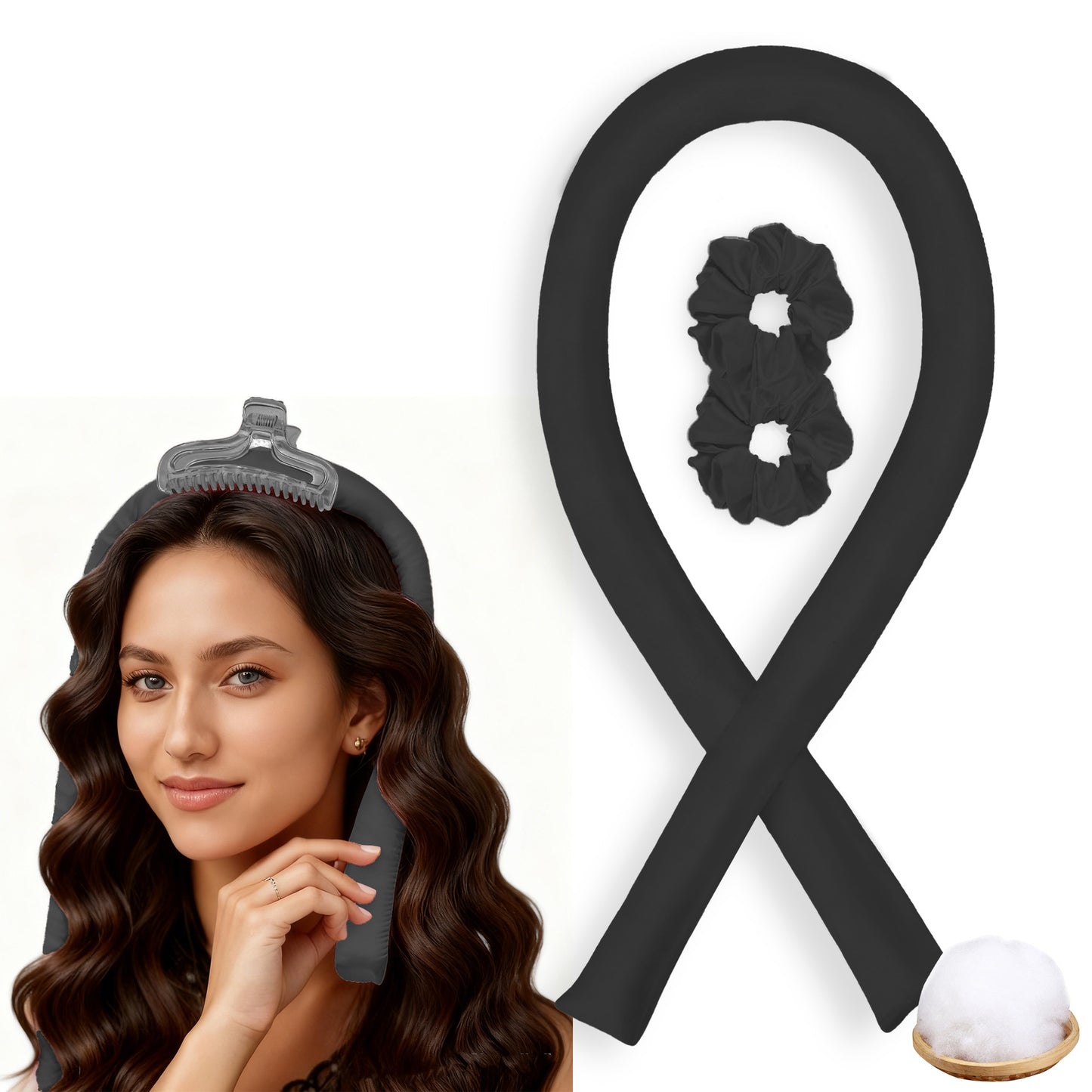 No-Heat Satin Curling Set – Handmade Wave & U-Shaped Hair Curler