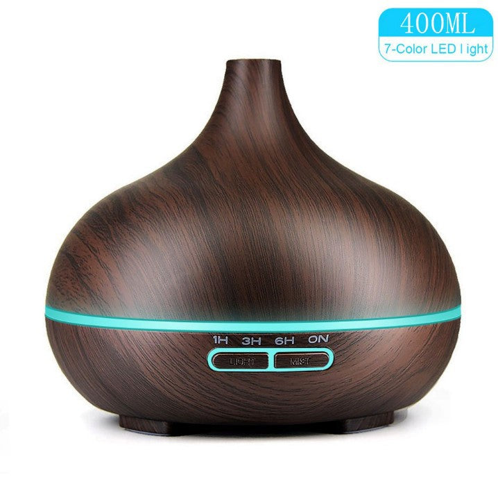 Wood Grain Ultrasonic Aroma Diffuser & Humidifier with Remote – 150 ml / 0.5 L