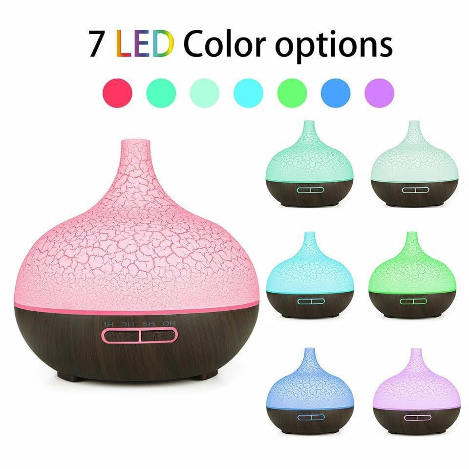 Wood Grain Ultrasonic Aroma Diffuser & Humidifier with Remote – 150 ml / 0.5 L