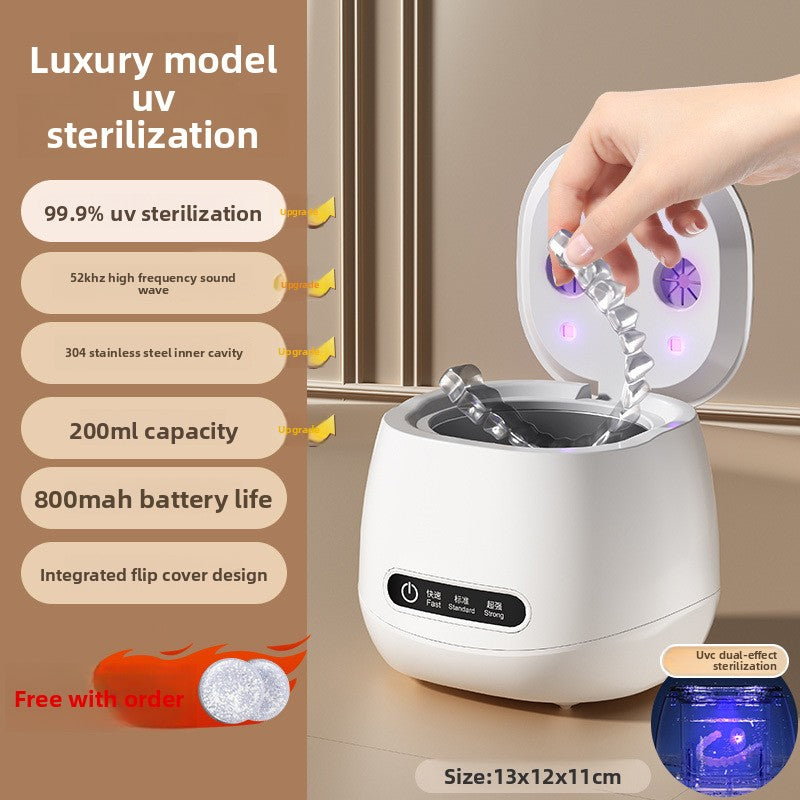 Ultrasonic Cleaner with UV Blue Light – 304 Stainless Steel Tank (USB)