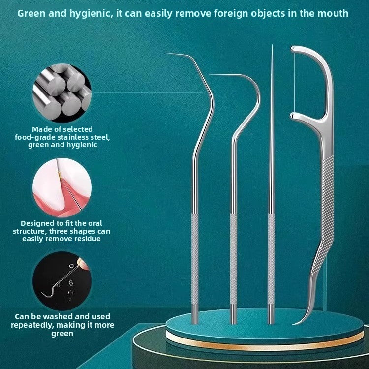 Stainless Steel Dental Floss & Toothpick Set – Reusable Picks with Travel Case