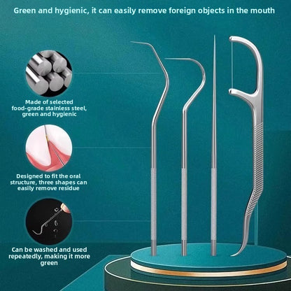 Stainless Steel Dental Floss & Toothpick Set – Reusable Picks with Travel Case
