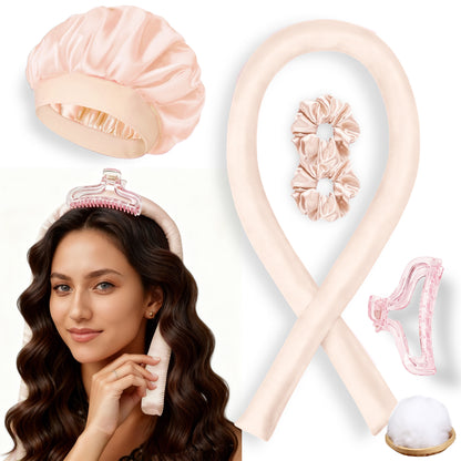 No-Heat Satin Curling Set – Handmade Wave & U-Shaped Hair Curler