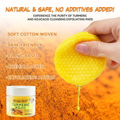 Turmeric Kojic Acid Cleansing Pads – Brightening Exfoliating Face Pads (Jar of ~60)
