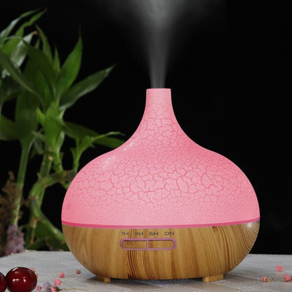 Wood Grain Ultrasonic Aroma Diffuser & Humidifier with Remote – 150 ml / 0.5 L