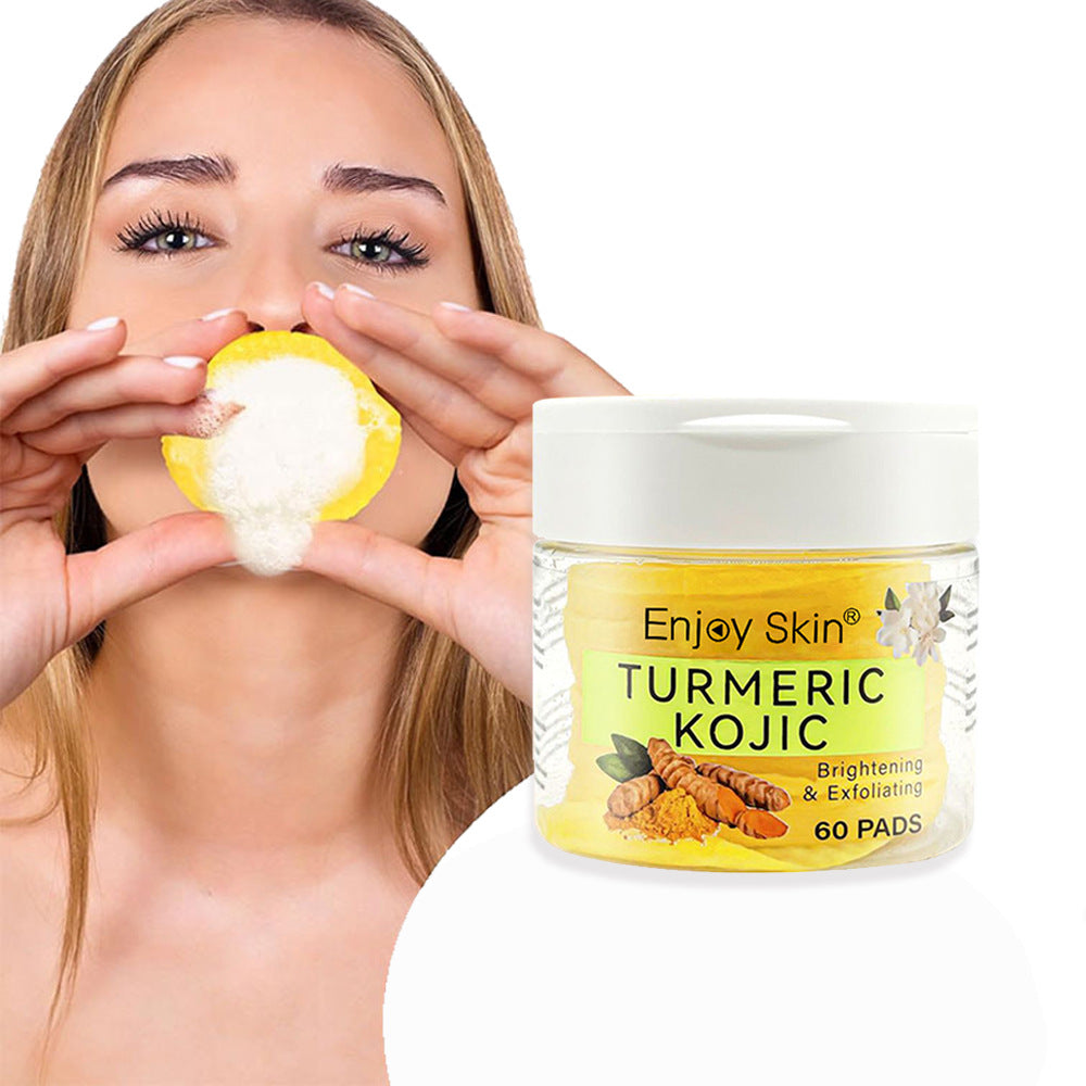 Turmeric Kojic Acid Cleansing Pads – Brightening Exfoliating Face Pads (Jar of ~60)