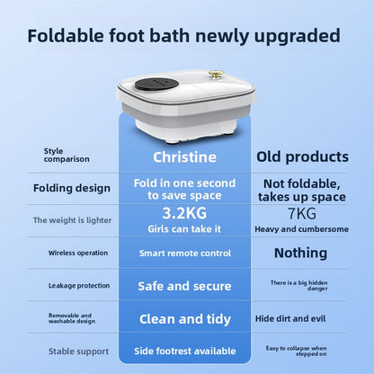 Foldable Electric Foot Spa Bath – Heated Collapsible Foot Soaker with Massage & Remote