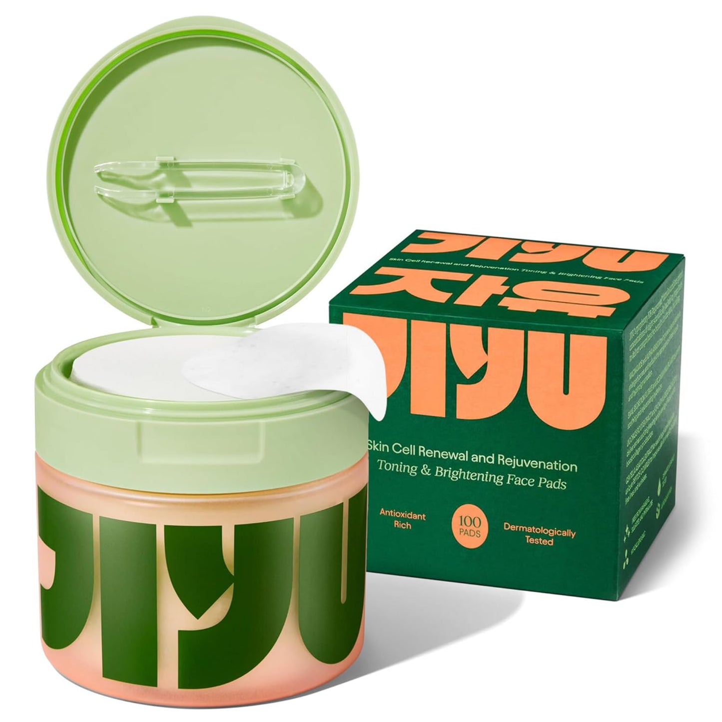 Jiyu Toning Polish Pads - Korean Skincare for Dark Spots, Wrinkles & Dull Skin - Hydrating Facial Treatment with Snail Mucin, Niacinamide, Peptides & Centella - 100 Count (Ships to USA Only)