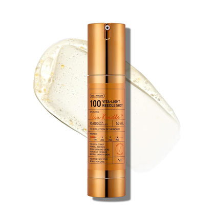 VT COSMETICS Vita-Light Reedle Shot 100 Serum with Vitamin C Capsules & Vitamin E Microneedling Formula, Korean Skin Booster, 1.69 Fl Oz(50Ml)
