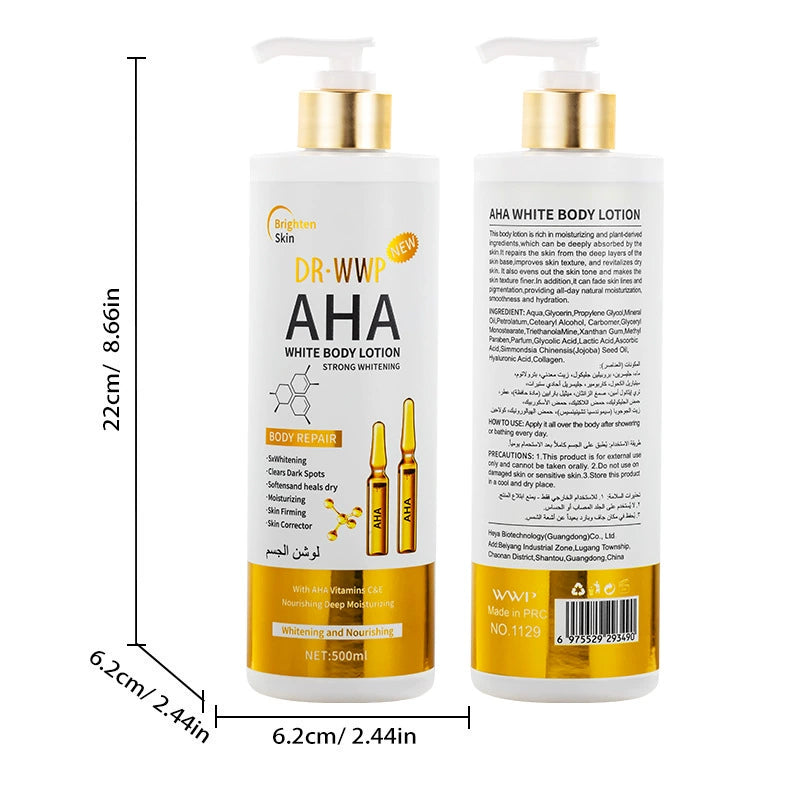 DR-WWP Brightening Body Lotion Collection – 500ml Hydrating & Tone-Evening Lotions