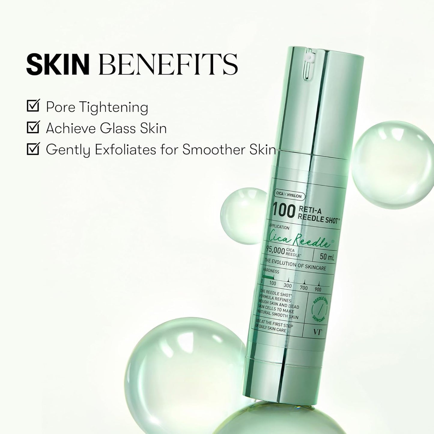 VT COSMETICS Reti-A Reedle Shot 100 Serum with Retinol (Vitamin A) & Repairing Exosome Microneedling Formula, Korean Skin Booster, 1.69 Fl Oz(50Ml)