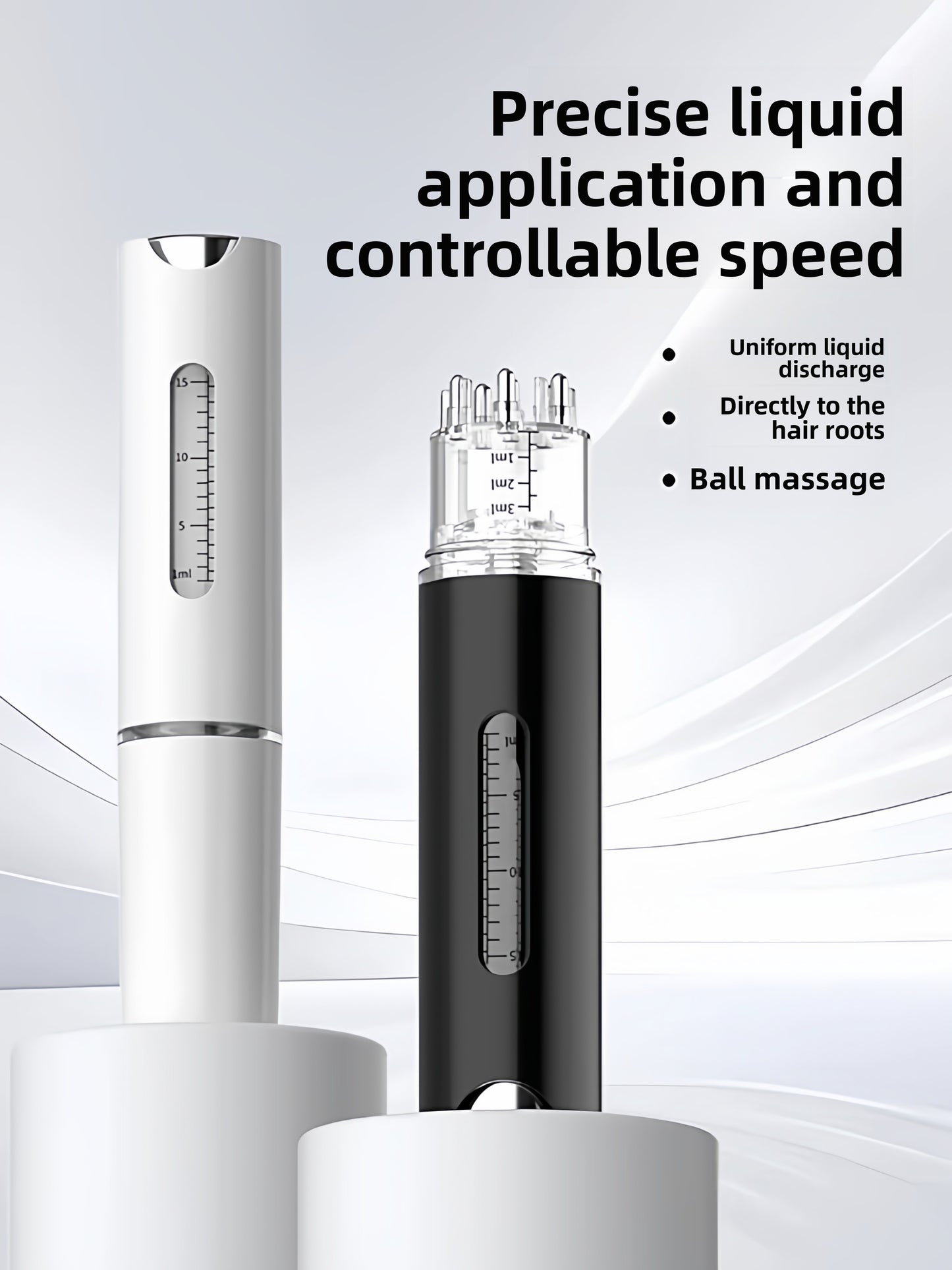 Dual-Chamber Scalp Applicator with Roller Balls
