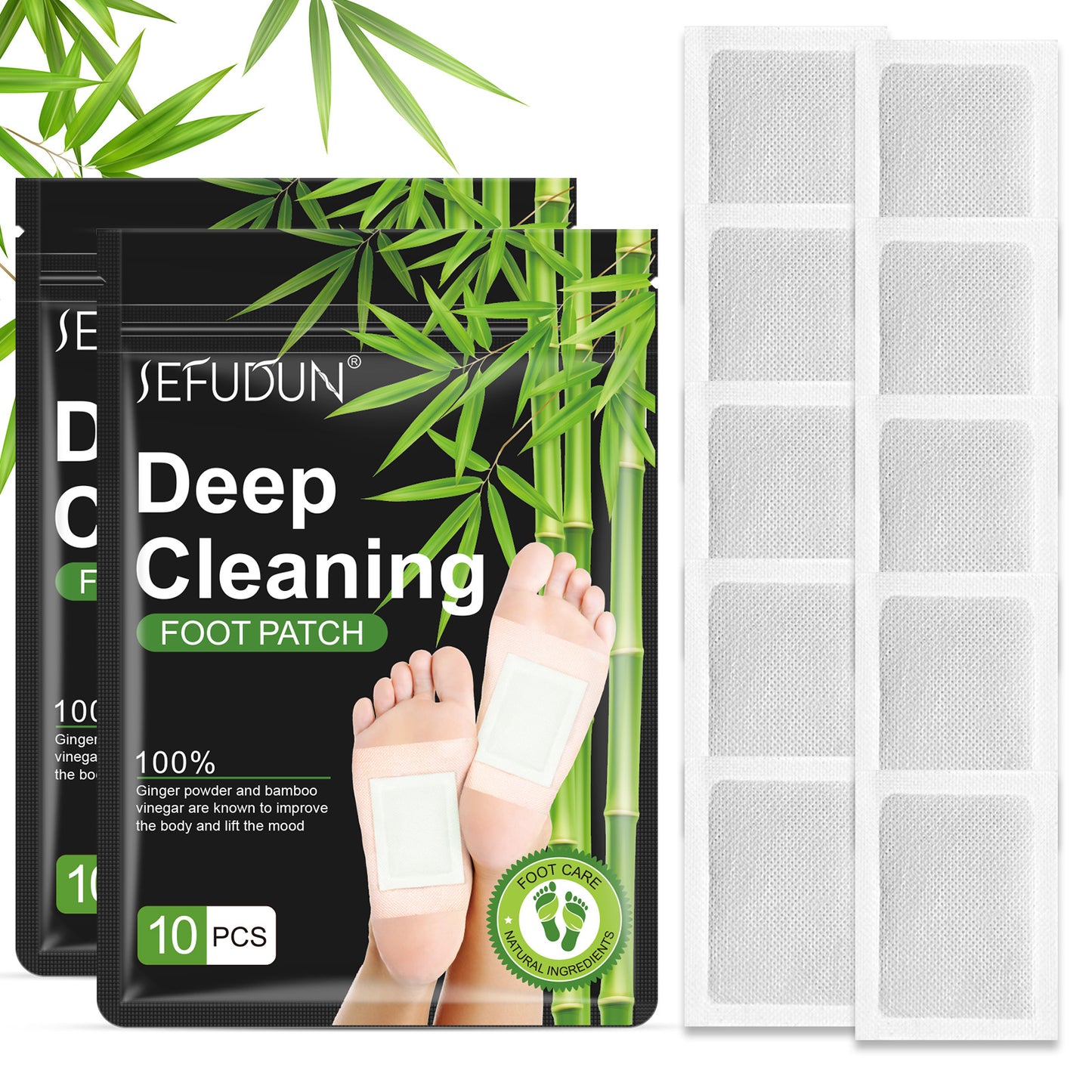 Sefudun Bamboo Charcoal Foot Patches – Moisture & Odor Control Foot Pads (10-Pack)