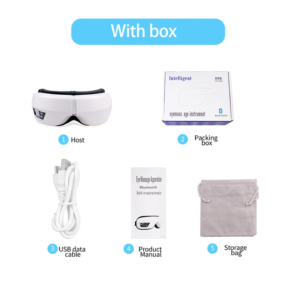 6D Smart Eye Massager – Heated Vibration Eye Mask with Air Compression & Bluetooth Music