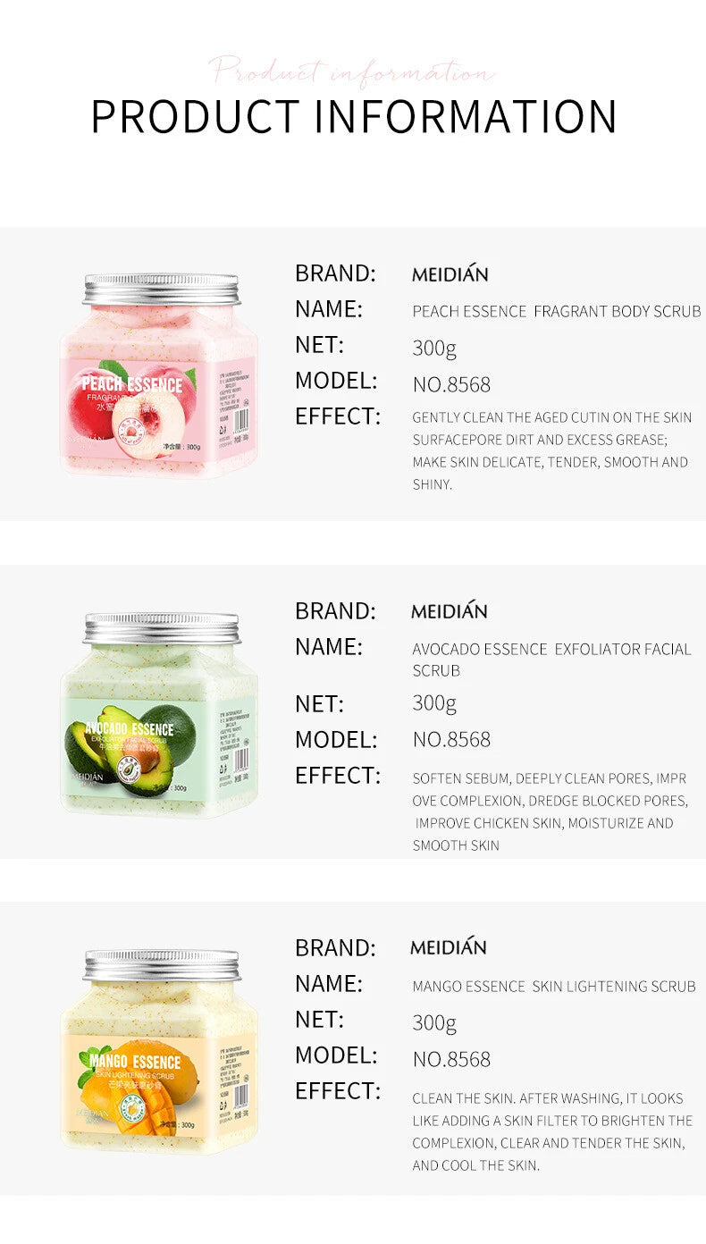Meidian Sea Salt Body Scrub – Exfoliating Fruity Body Polish (300 g)