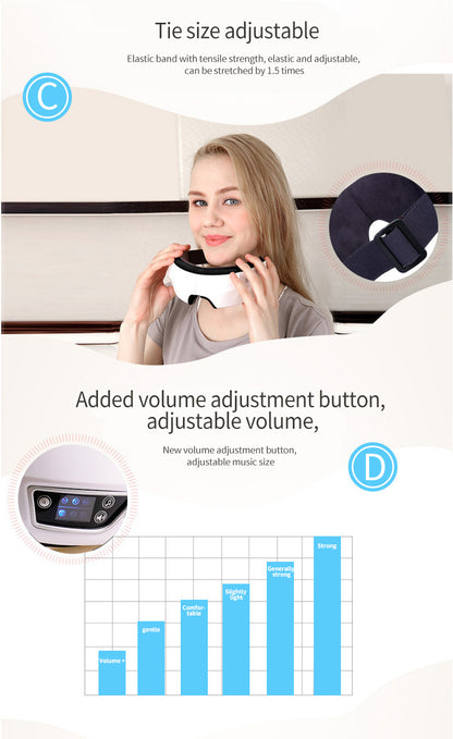 6D Smart Eye Massager – Heated Vibration Eye Mask with Air Compression & Bluetooth Music