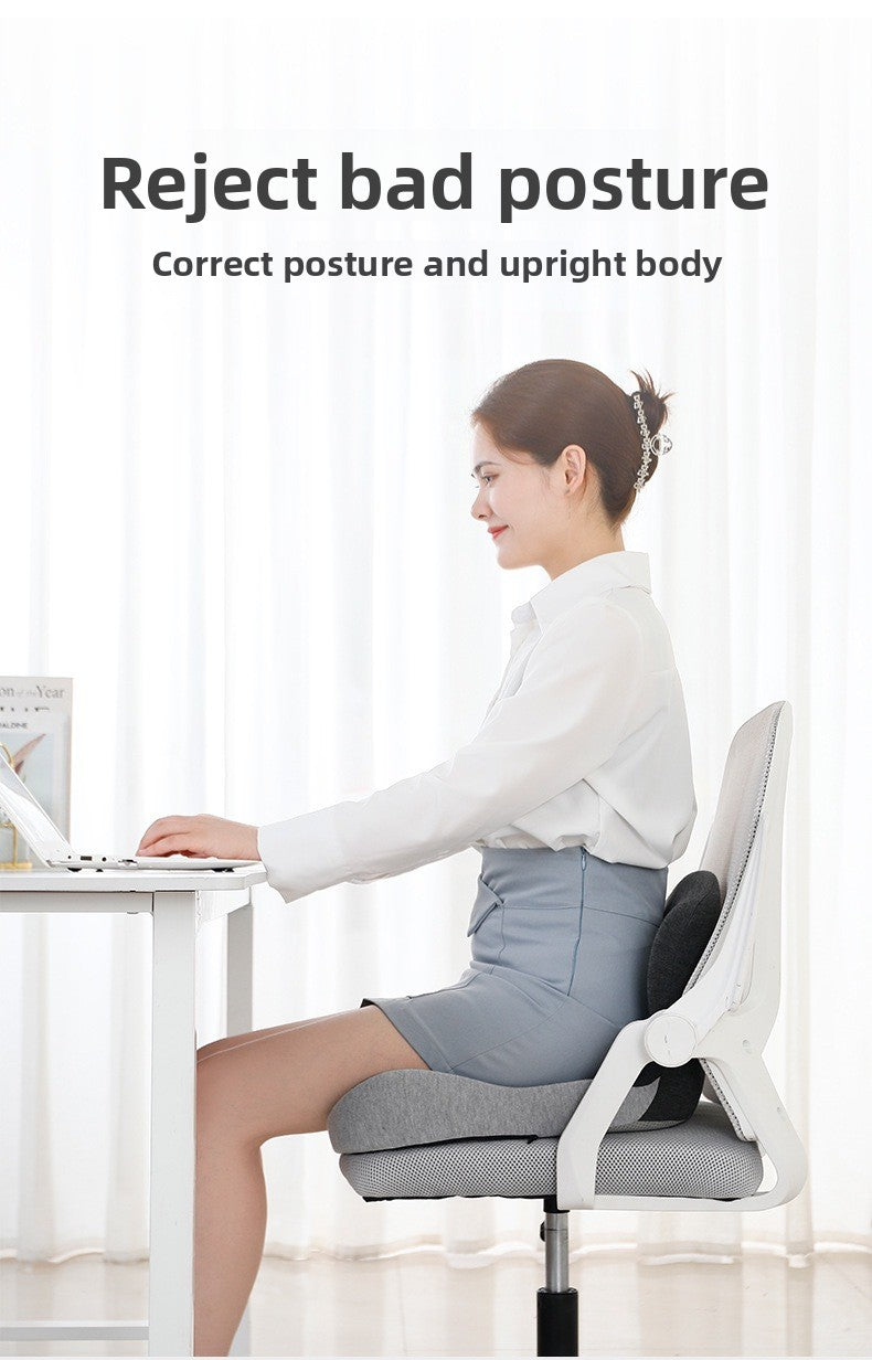 Memory Foam One-Piece Seat Cushion with Backrest – Ergonomic Chair Support (Grey)