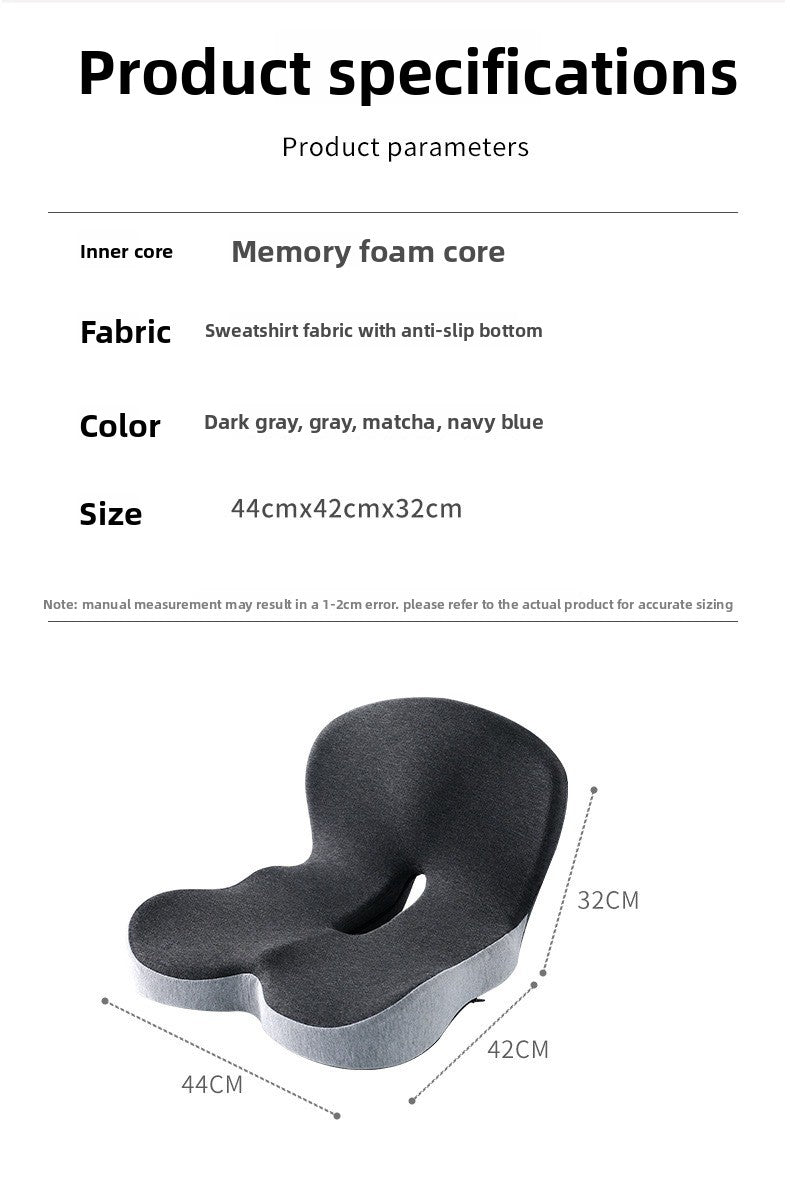 Memory Foam One-Piece Seat Cushion with Backrest – Ergonomic Chair Support (Grey)