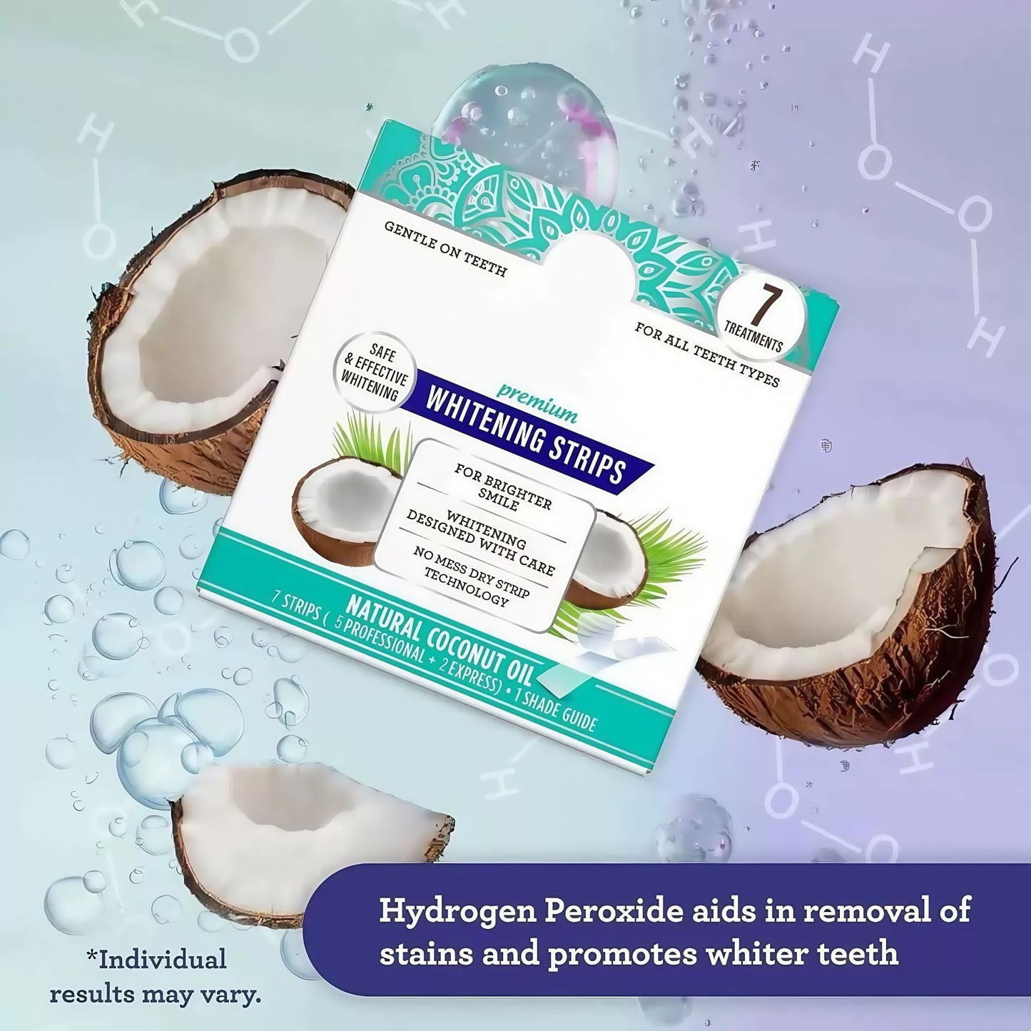 Guru Nanda Coconut Mint Teeth Whitening Strips – 14-Strip Dental Whitening Kit