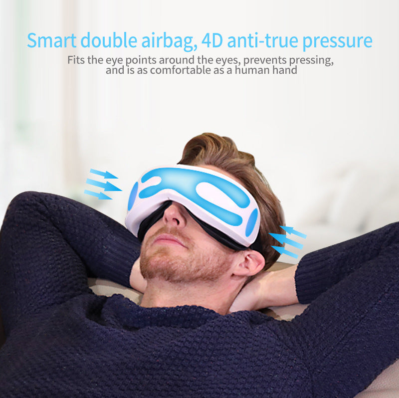 6D Smart Eye Massager – Heated Vibration Eye Mask with Air Compression & Bluetooth Music