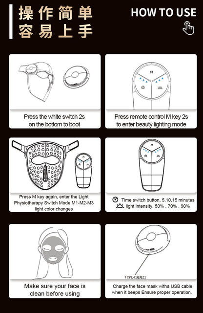 Laser Red & Blue Light Therapy Beauty Mask – LED Face Device