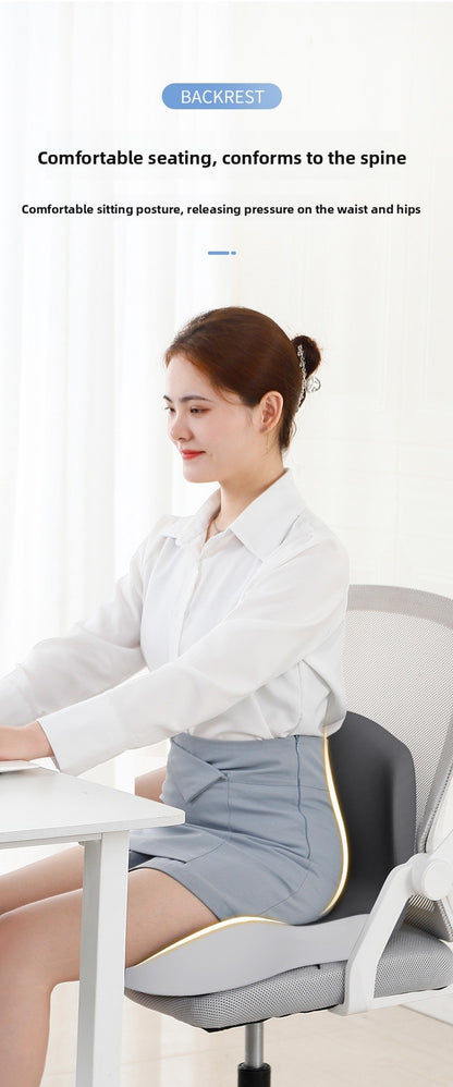 Memory Foam One-Piece Seat Cushion with Backrest – Ergonomic Chair Support (Grey)