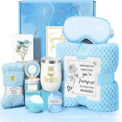 “Not a Day Over Fabulous” Spa & Birthday Gift Box – Candle, Mug, Blanket & Self‑Care Set