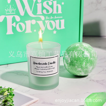 Cross-border new green gift set, scented candle socks, Mother's Day gift, bath gift, condolence gift box