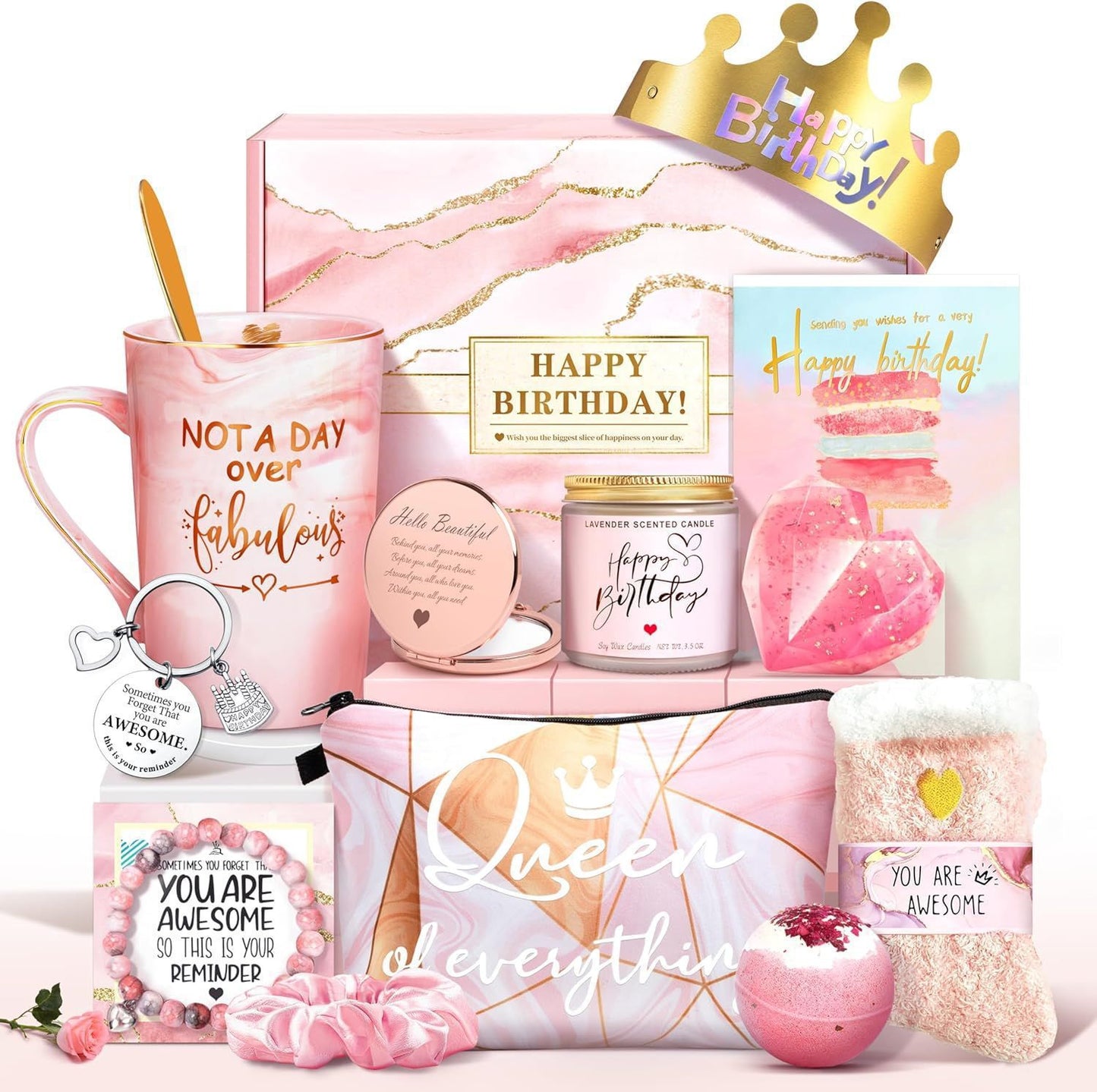“Not a Day Over Fabulous” Spa & Birthday Gift Box – Candle, Mug, Blanket & Self‑Care Set