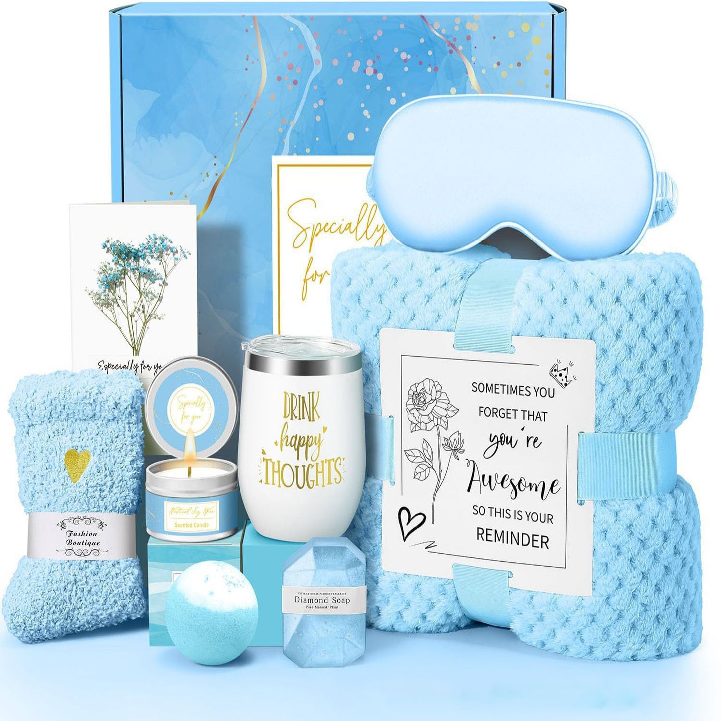 “Not a Day Over Fabulous” Spa & Birthday Gift Box – Candle, Mug, Blanket & Self‑Care Set