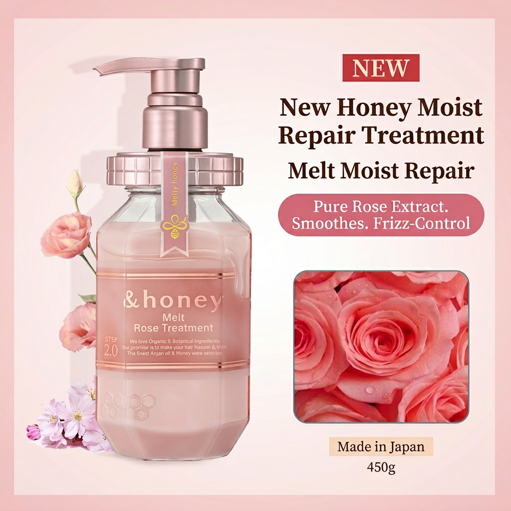 &honey Japanese Honey Shampoo & Treatment – Deep Moist & Color Care (440–445 ml)