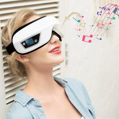 6D Smart Eye Massager – Heated Vibration Eye Mask with Air Compression & Bluetooth Music