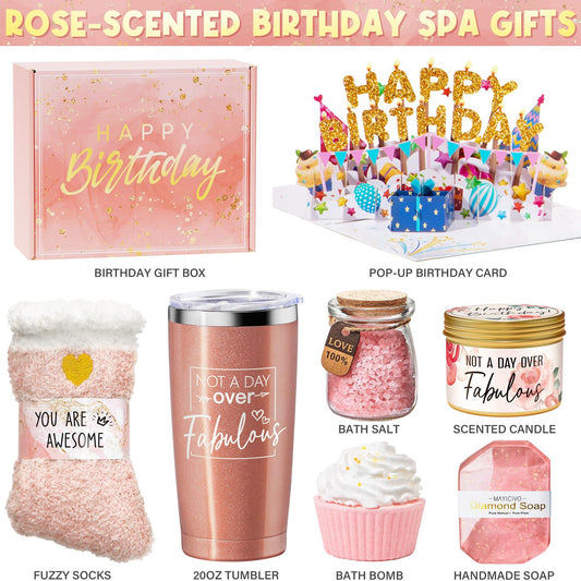 Luxury Bath Gift Set with Eye Mask-Lavender, Sea, Rose Relaxation Kit for Self-Care Gifts