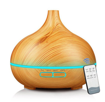 Wood Grain Ultrasonic Aroma Diffuser & Humidifier with Remote – 150 ml / 0.5 L