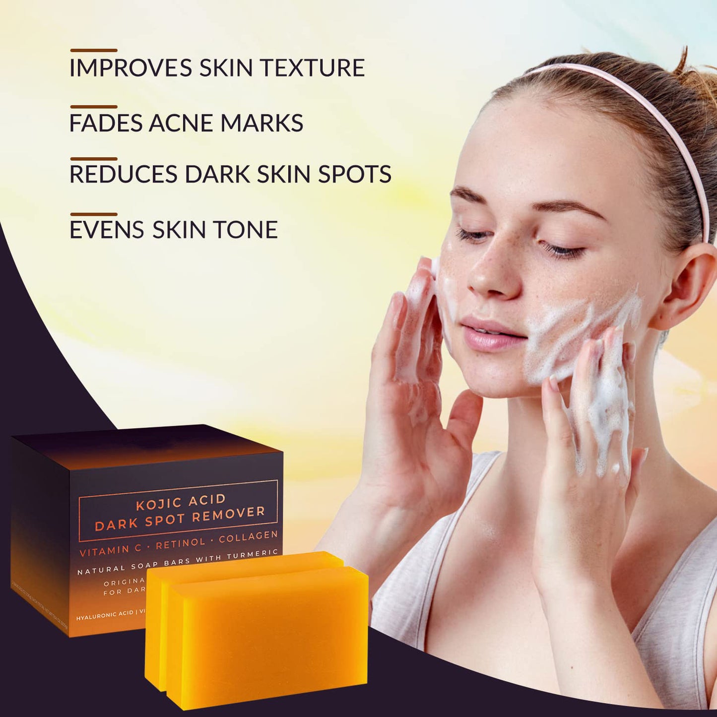 Turmeric Kojic Acid Brightening Soap – Handmade Herbal Bar with Snail & Bamboo Charcoal