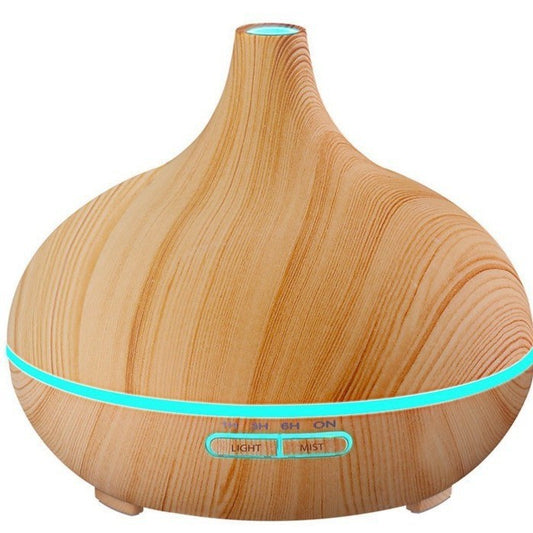 Wood Grain Ultrasonic Aroma Diffuser & Humidifier with Remote – 150 ml / 0.5 L