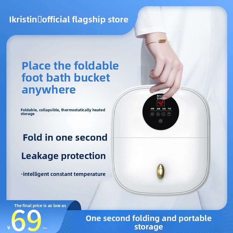 Foldable Electric Foot Spa Bath – Heated Collapsible Foot Soaker with Massage & Remote