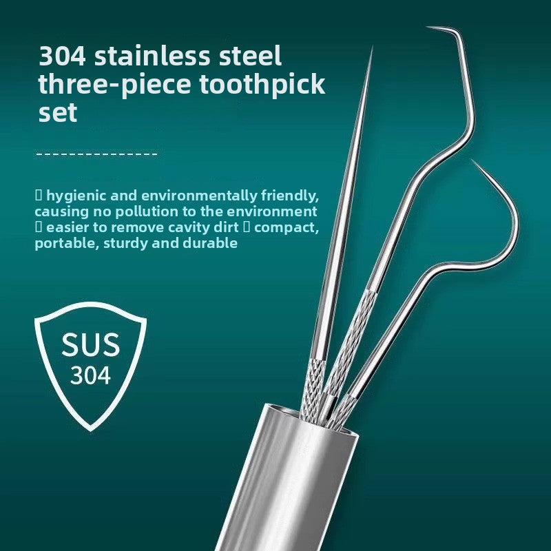Stainless Steel Dental Floss & Toothpick Set – Reusable Picks with Travel Case, view 7