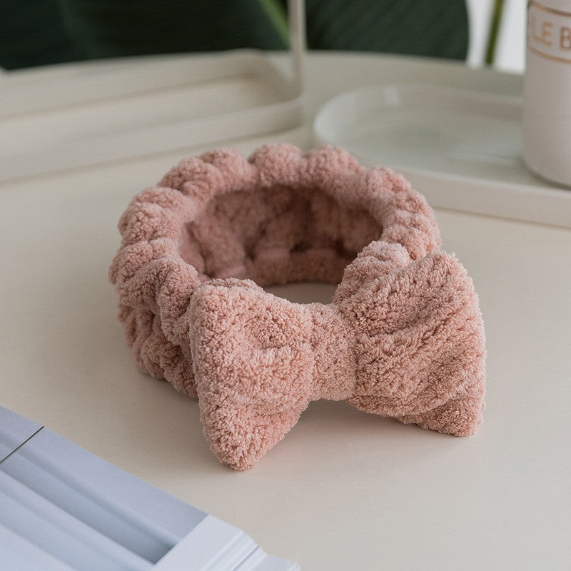 Korean Bow Coral Fleece Wash Hair Band – Pineapple Plaid