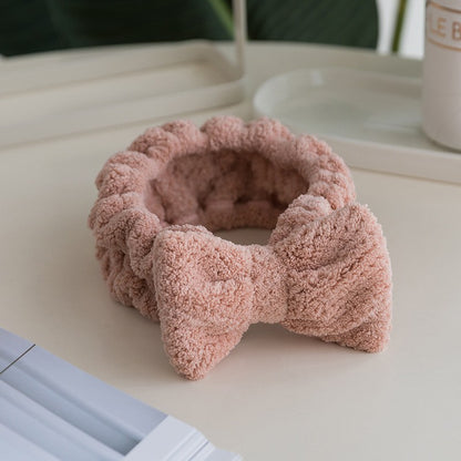 Korean Bow Coral Fleece Wash Hair Band – Pineapple Plaid