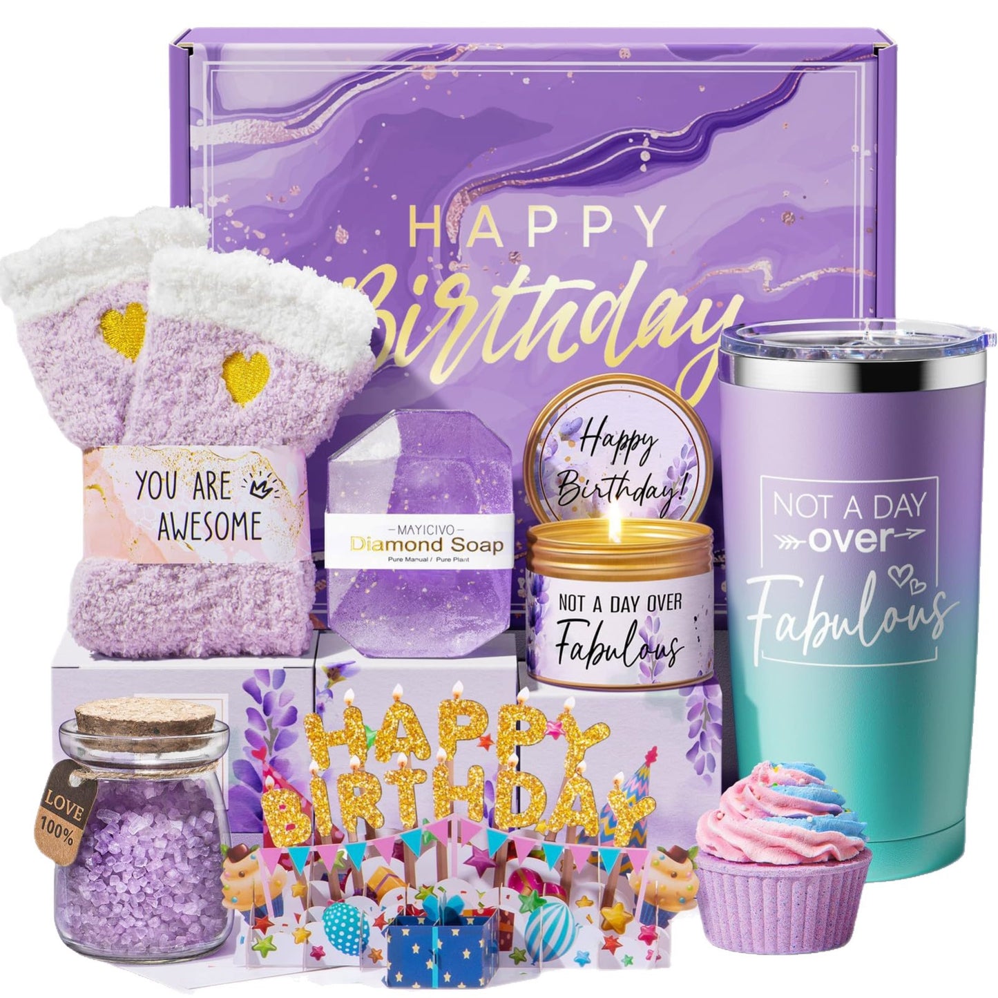 Luxury Bath Gift Set with Eye Mask-Lavender, Sea, Rose Relaxation Kit for Self-Care Gifts