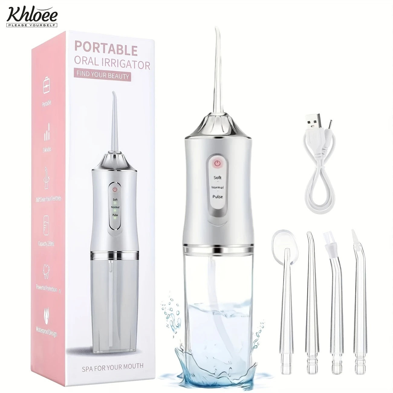 Portable Dental Irrigator – Rechargeable Water Flosser with 3 Modes & Multiple Nozzles